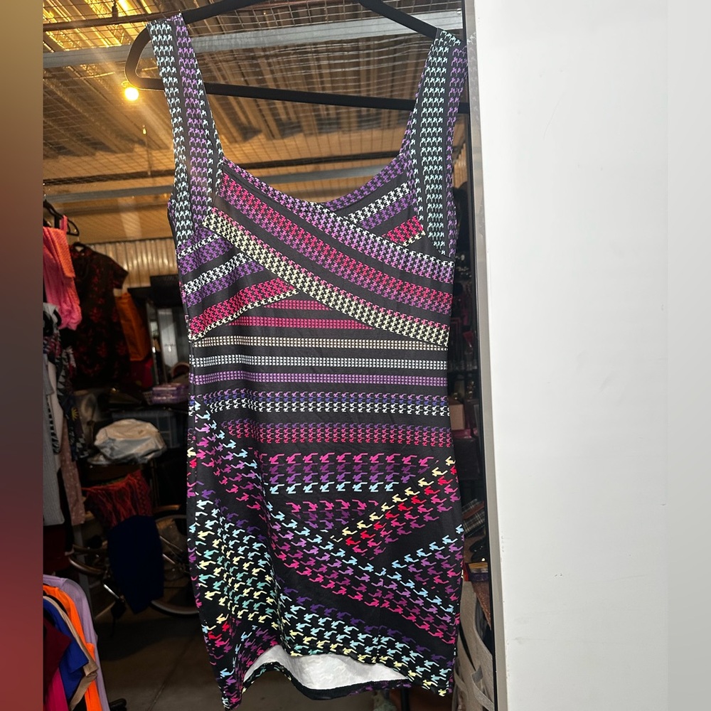 Colorful Houndstooth Patterned Fabric